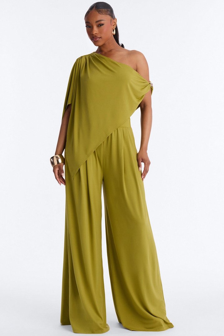 Shanti Asymmetrical Wide Leg Jumpsuit - Green