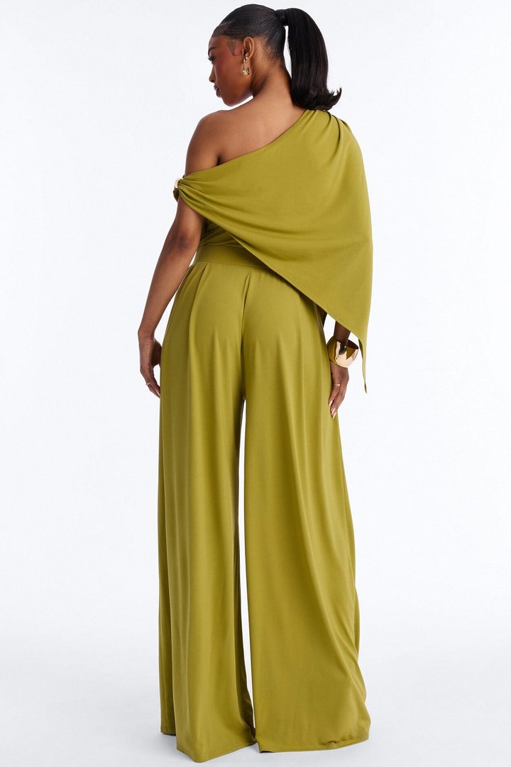 Shanti Asymmetrical Wide Leg Jumpsuit - Green