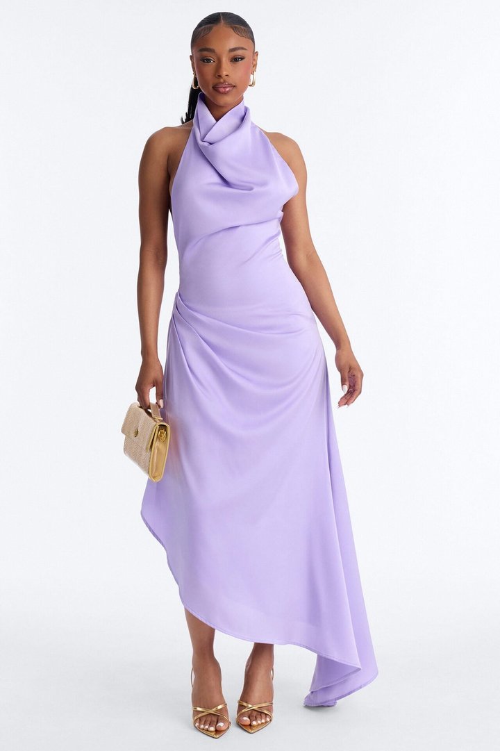 Stella Sleeveless Satin Maxi Dress - Lilac