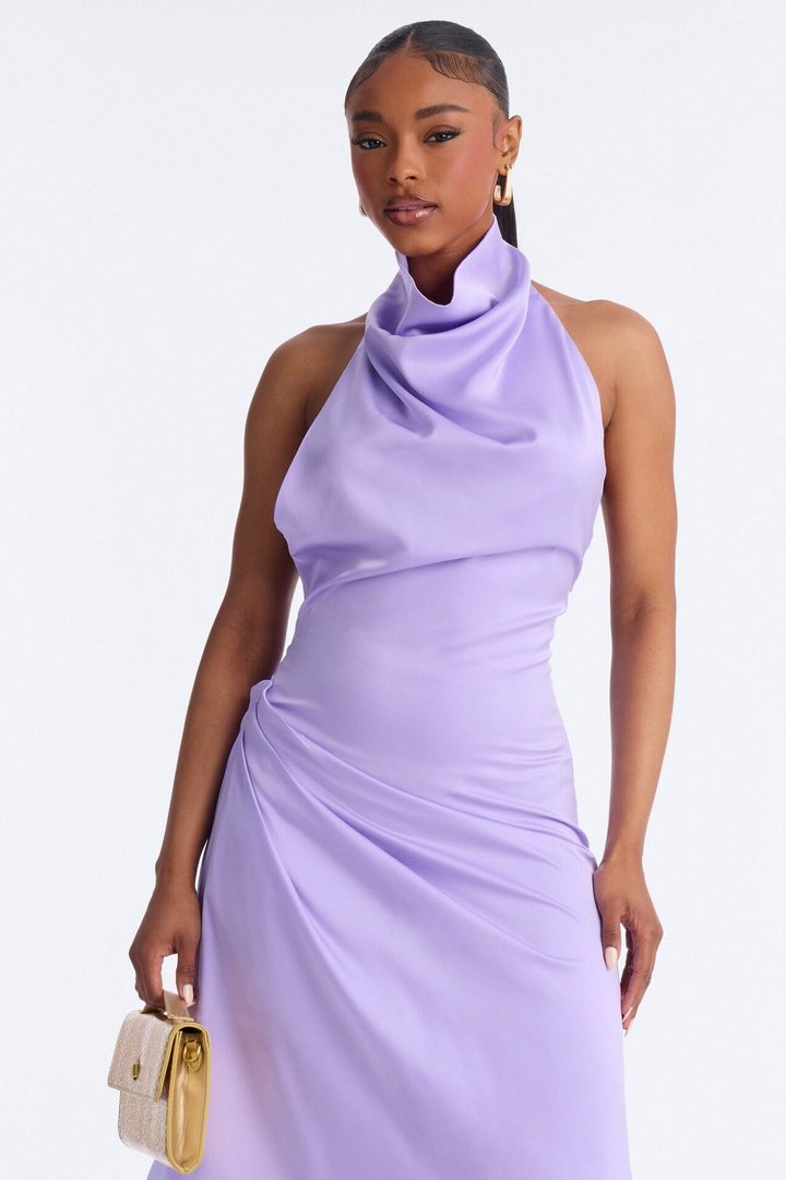 Stella Sleeveless Satin Maxi Dress - Lilac