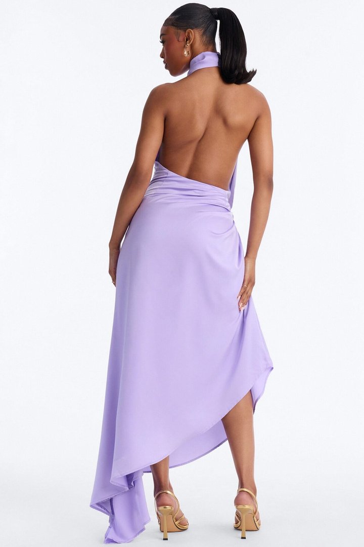 Stella Sleeveless Satin Maxi Dress - Lilac