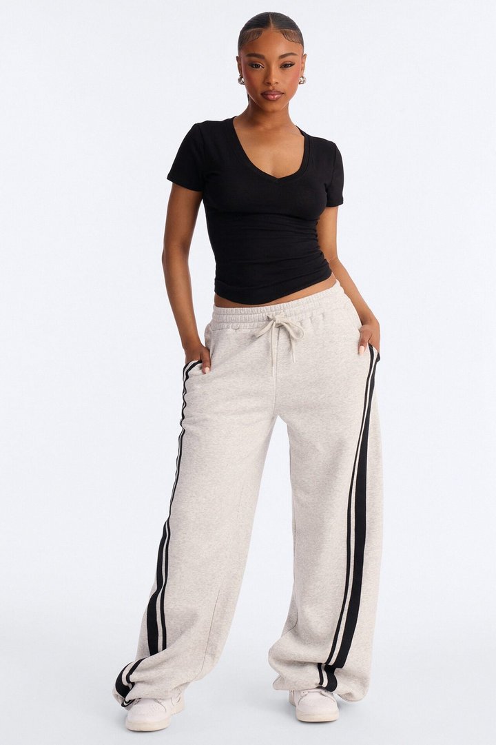 Jorden Fleece Wide Leg Lounge Pant - Heather Grey