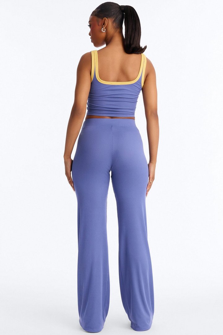 Mica Ribbed Pant Set - Denim