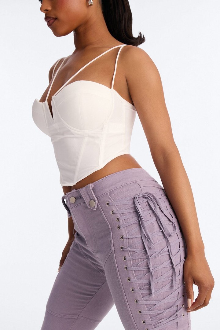 After Hours Lace Up Flare Pant - Lilac