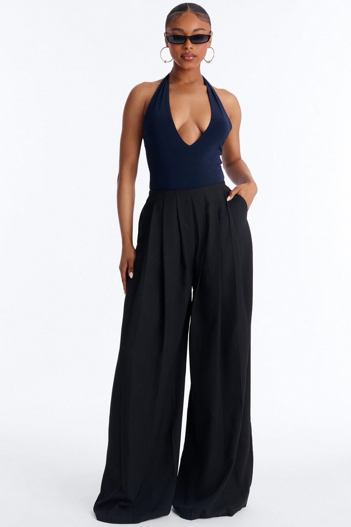 Feminine Feel Crepe Wide Leg Pant 33″ - Black