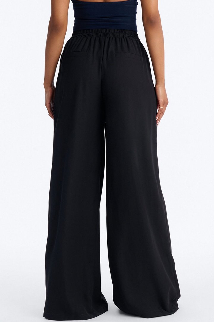 Feminine Feel Crepe Wide Leg Pant 33″ - Black