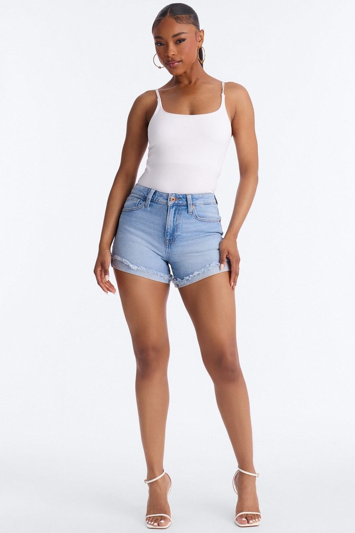 Cabo Curvy Cuffed Denim Shorts - Medium Wash