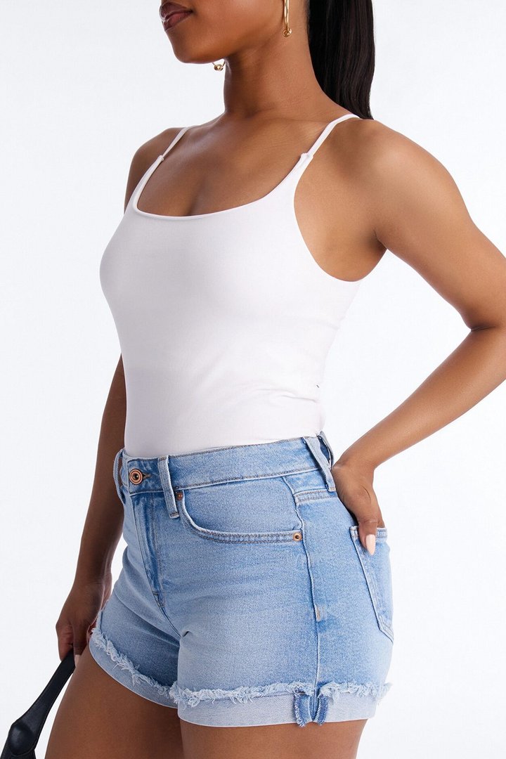 Cabo Curvy Cuffed Denim Shorts - Medium Wash