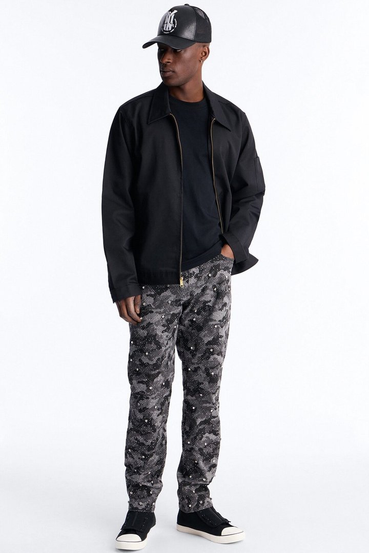 Slim Embellished Hex Pant - Black