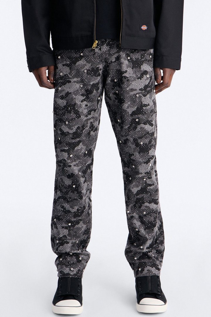 Slim Embellished Hex Pant - Black