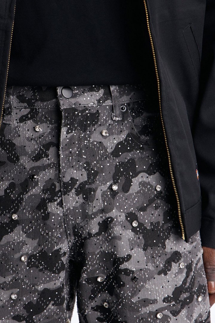 Slim Embellished Hex Pant - Black