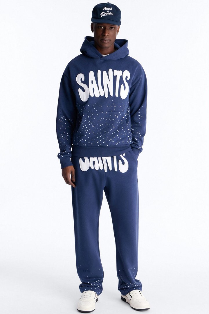 Saints Rhinestones Sweatpants - Navy