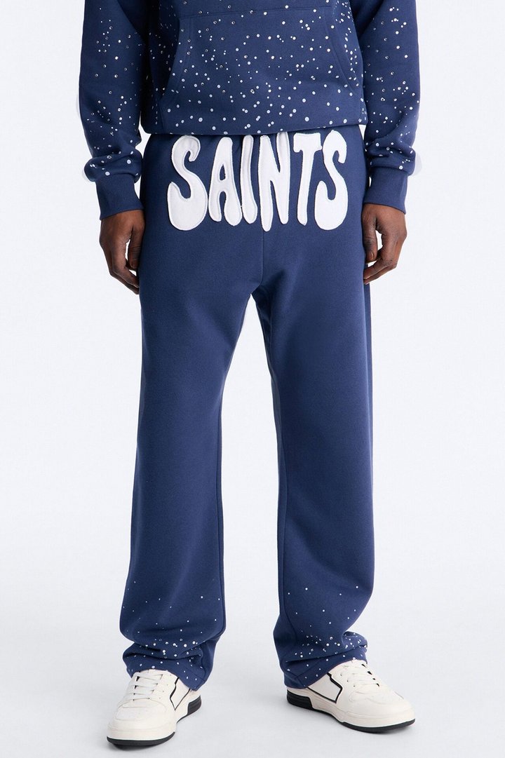 Saints Rhinestones Sweatpants - Navy