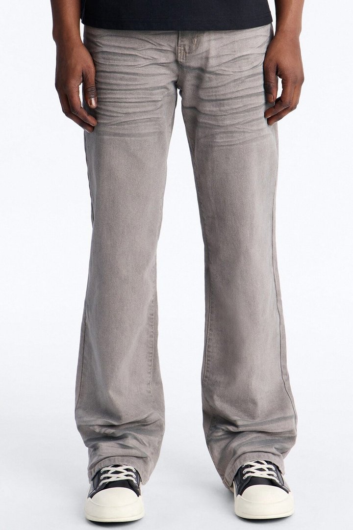 Worn In Stacked Slim Flare - Grey
