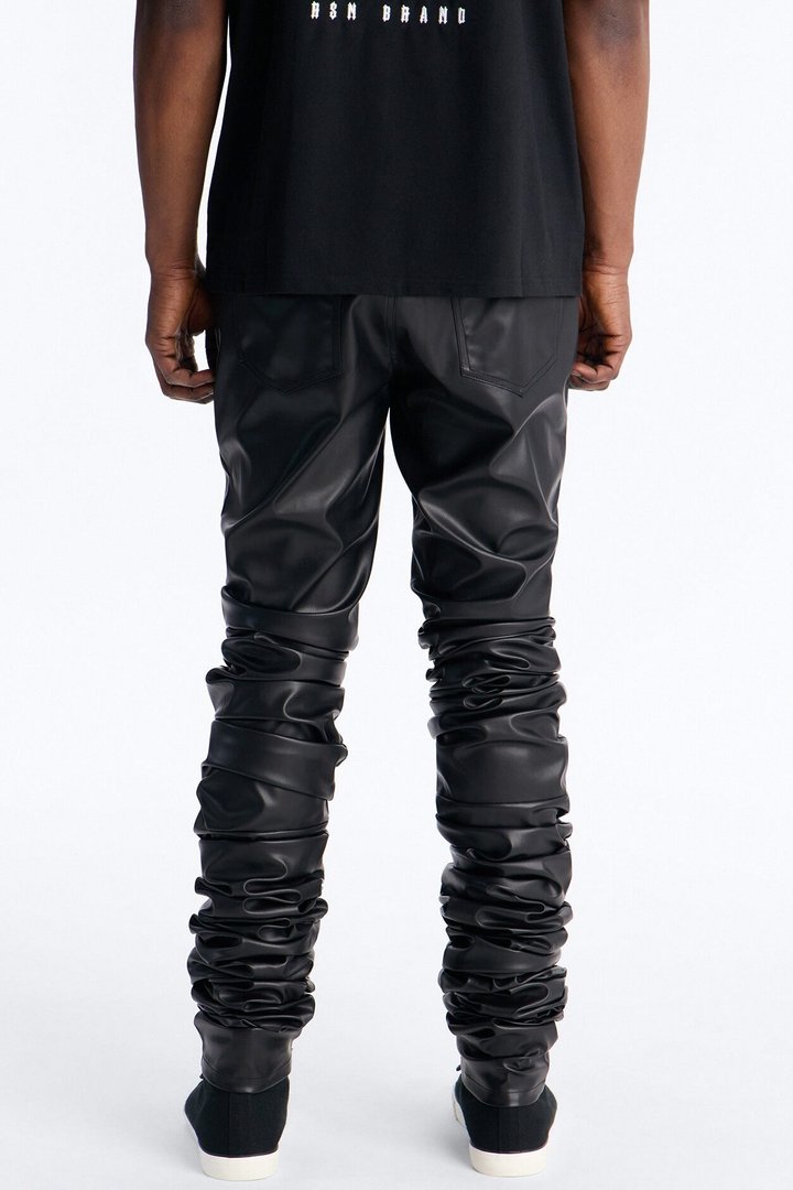 Skinny Ultra Stacked Faux Leather Pant - Black