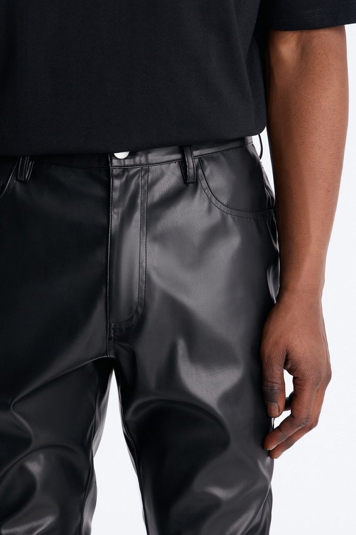 Skinny Ultra Stacked Faux Leather Pant - Black