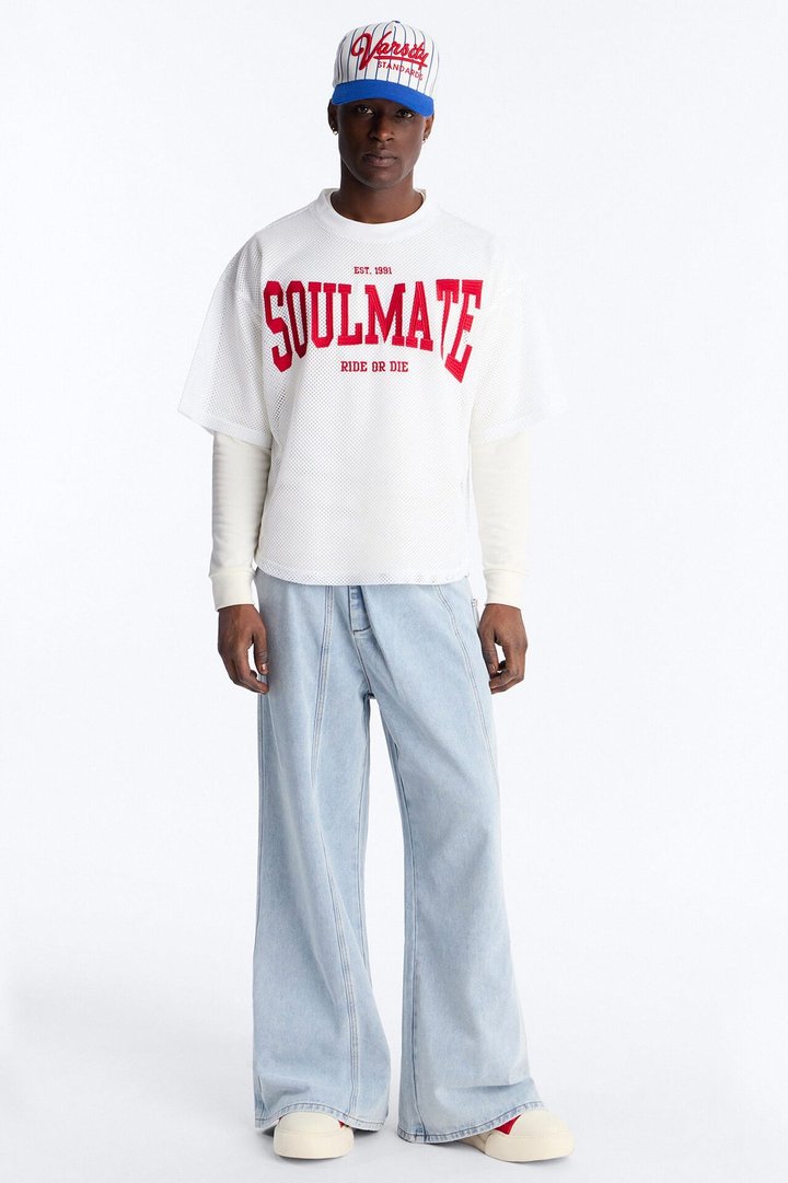 Soulmate Open Hole Mesh Top - White