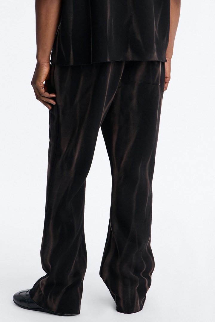 Slim Flare Bleach Washed Sweatpants - Black