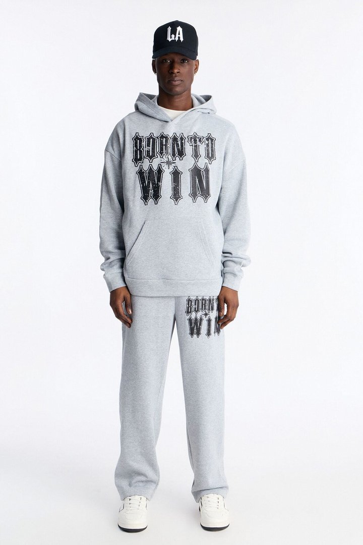 Born To Win Hoodie - Heather Grey