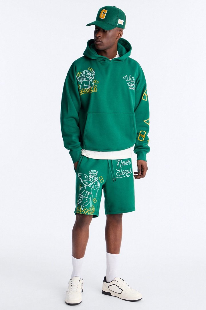Paper Chasers Chain Stitch Sweatshorts - Green