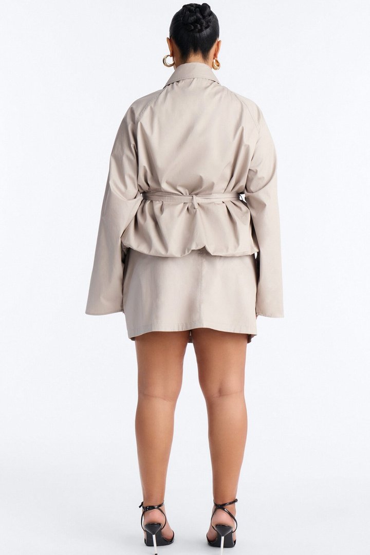 Fall For Me Cropped Trench Jacket - Taupe