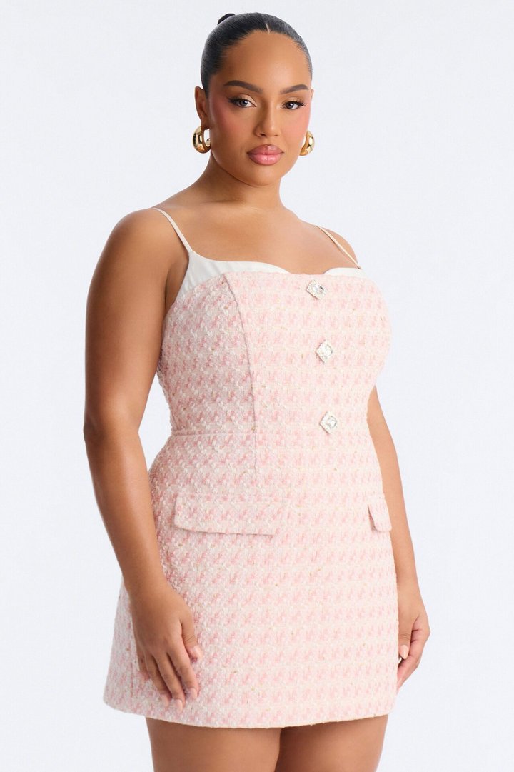 Tweed Romance Mini Dress - Pink/combo