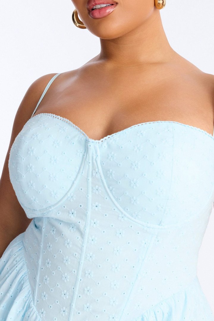 Sweet Pea Eyelet Mini Dress - Light Blue