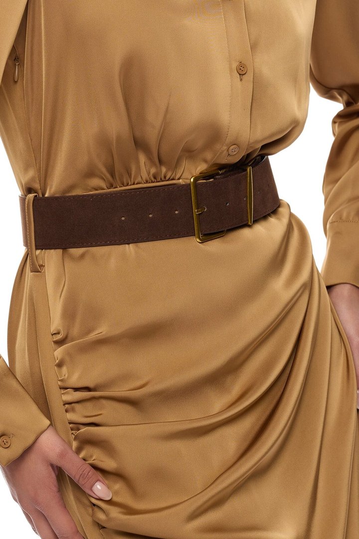 Dillion Belted Satin Maxi Dress - Bronze