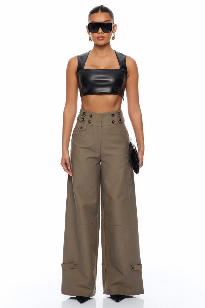 Marcella Cargo Wide Leg Pant - Olive