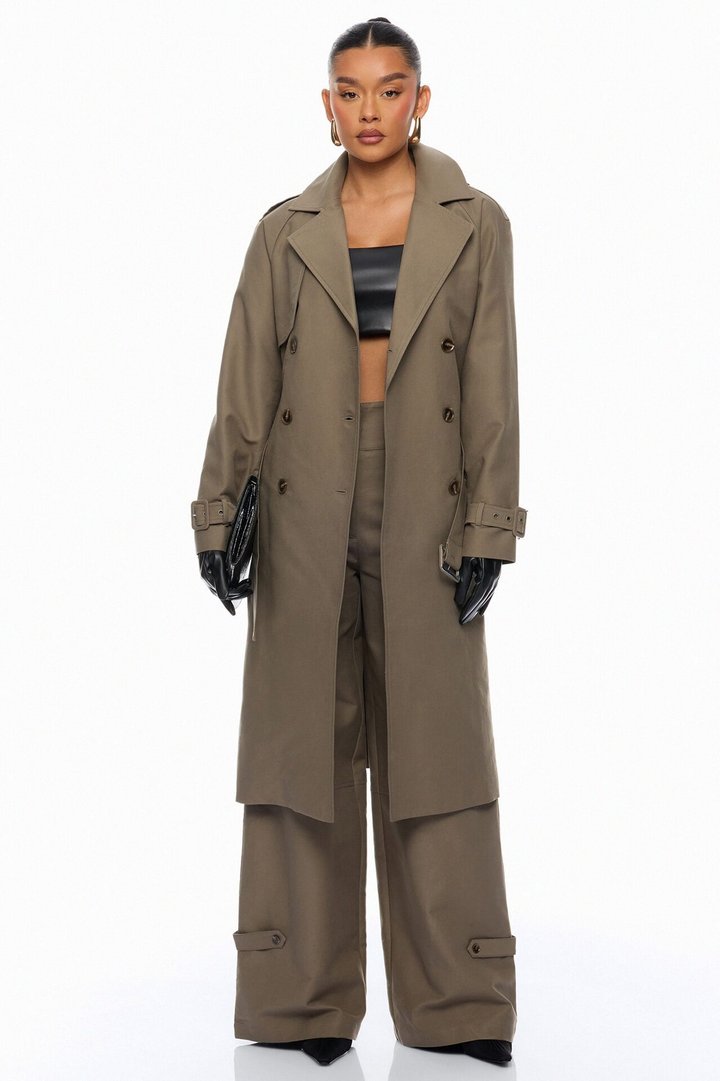 Marcella Double Breasted Coat - Olive