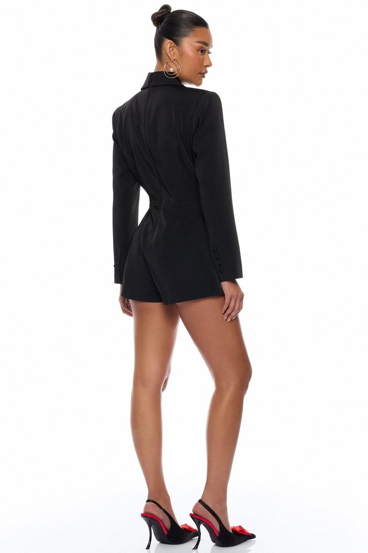 Unbothered Blazer Romper - Black
