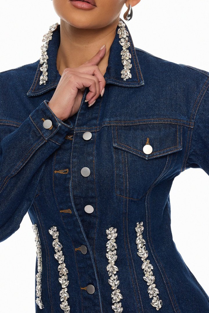 Eye Candy Denim Mini Dress - Dark Wash