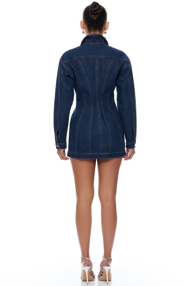 Eye Candy Denim Mini Dress - Dark Wash