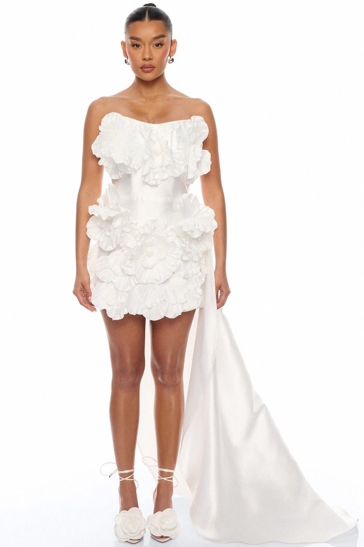 Dara Draped Taffeta Mini Dress - White