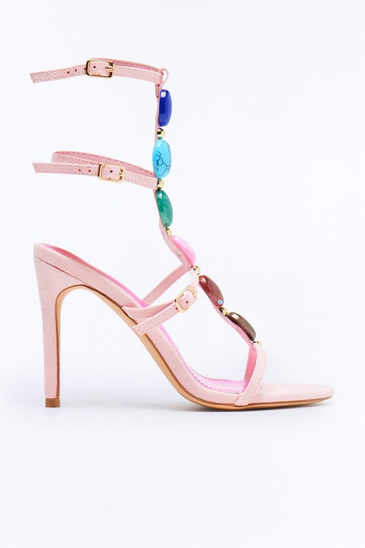 Colbie Stone Ankle Strap Heels - Pink