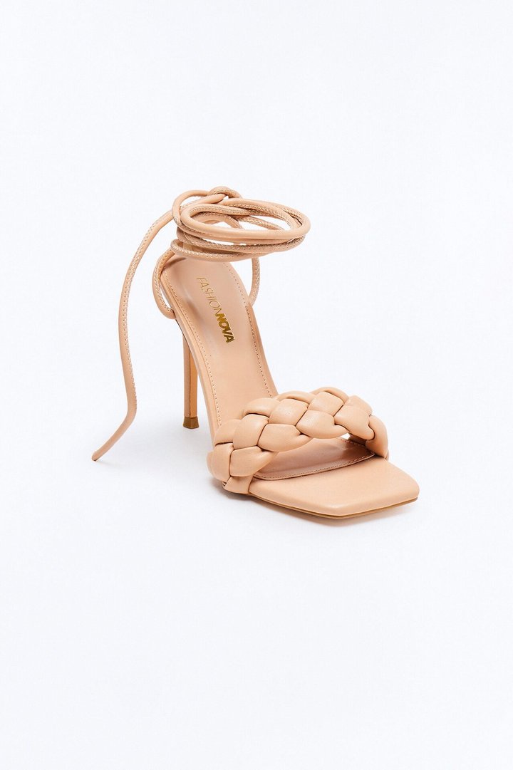 Sozie Braided Strap Wrap Up Heels - Camel