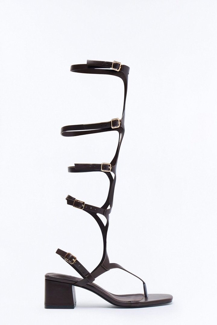 Maisha Gladiator Thong Heels - Brown