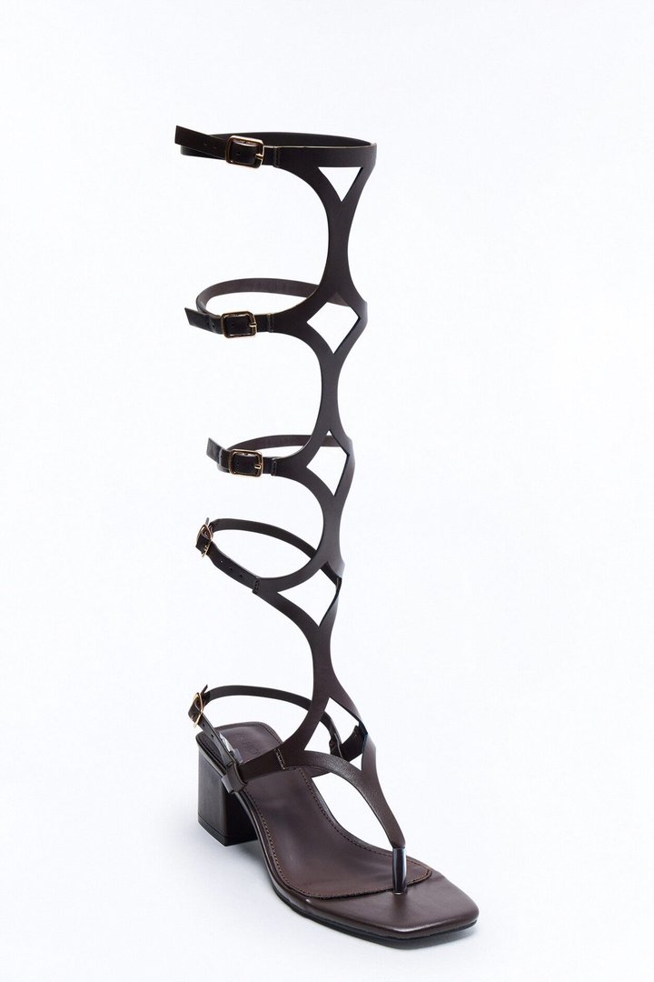Maisha Gladiator Thong Heels - Brown