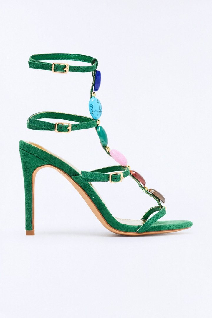 Colbie Stone Ankle Strap Heels - Green