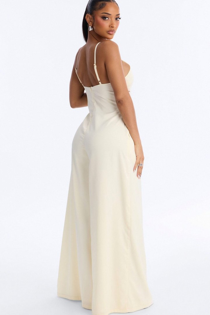 Coco Satin Wide Leg Jumpsuit - Ivory