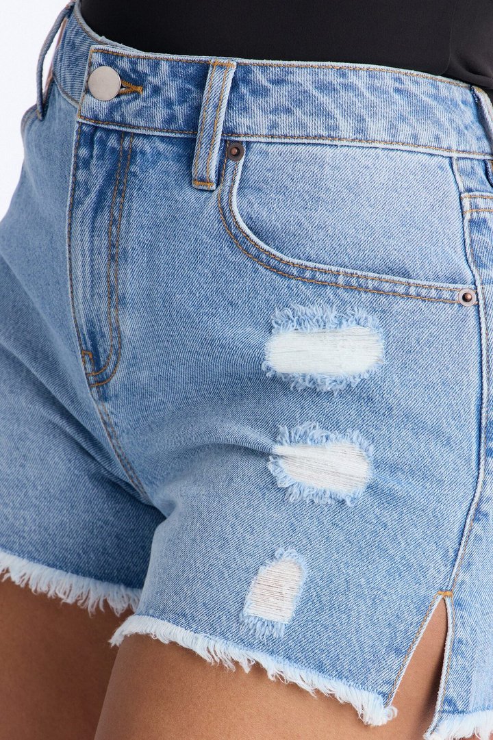 Nantucket Cut Off Ripped Denim Shorts - Light Wash