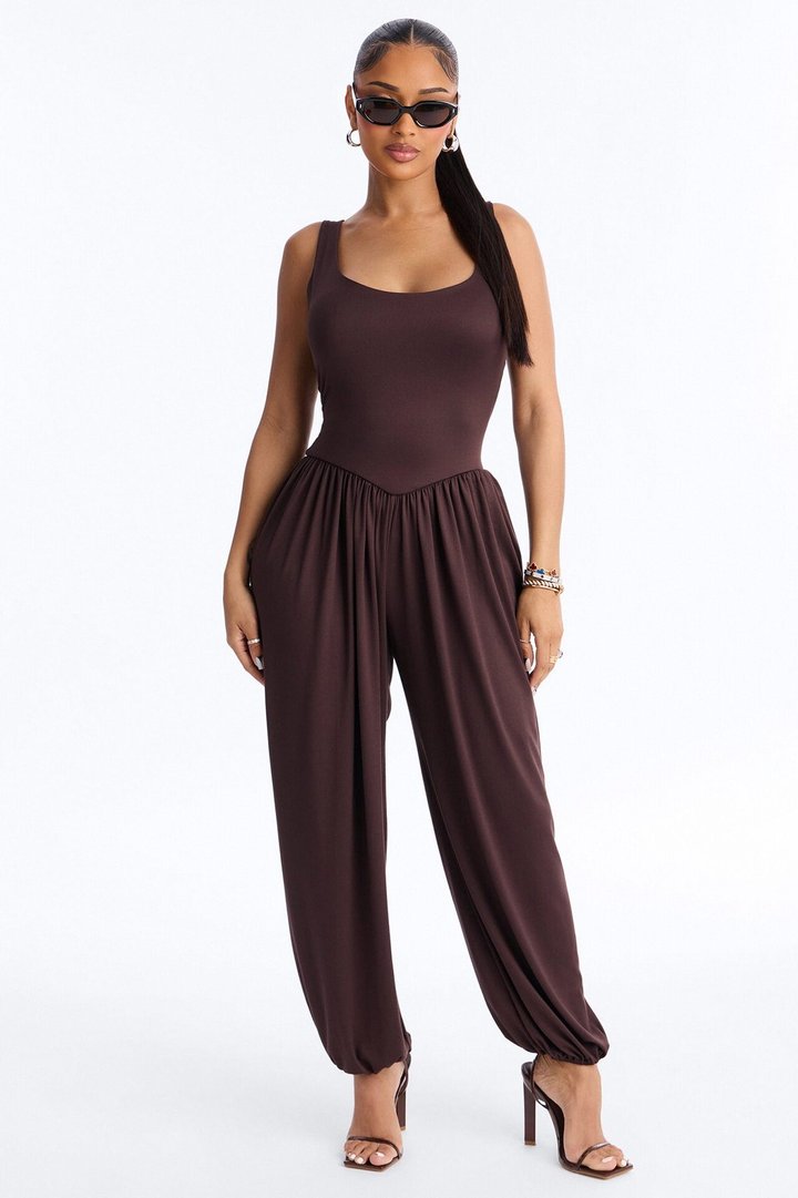 Brenna Balloon Leg Jumpsuit - Chocolate