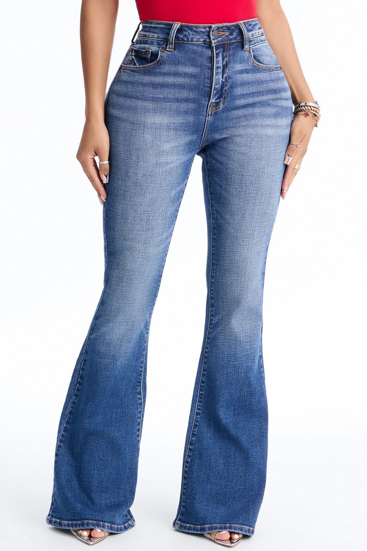 Penelope Premium Stretch Flare Jeans - Medium Wash