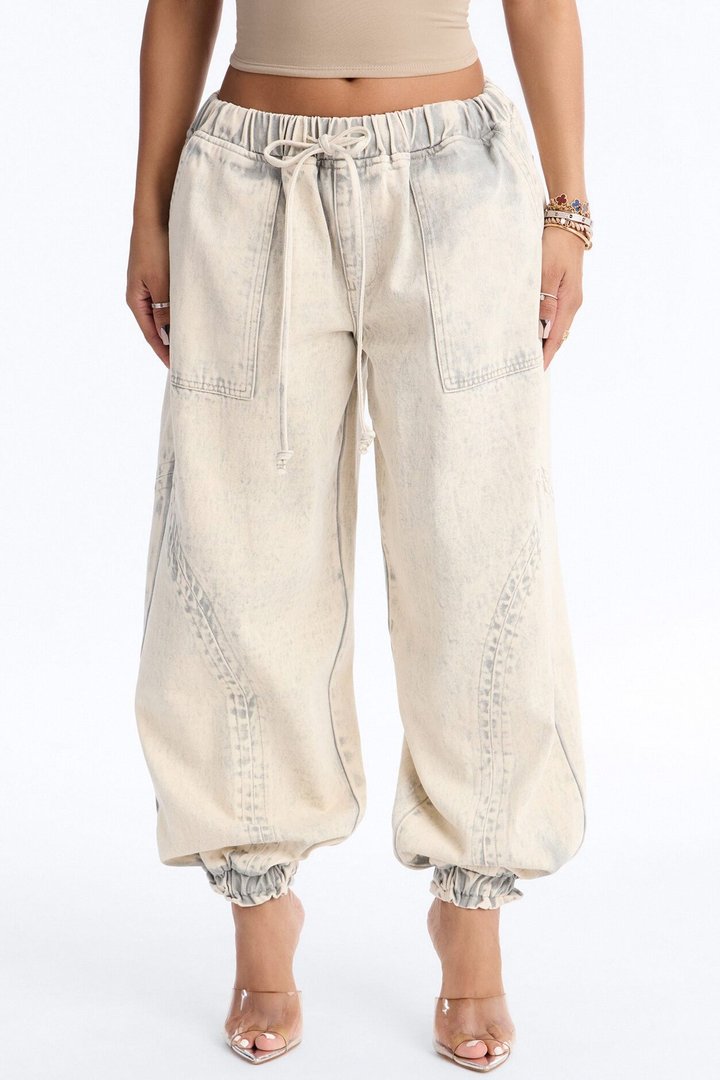 Alicia Washed Jogger Twill Pant - Stone