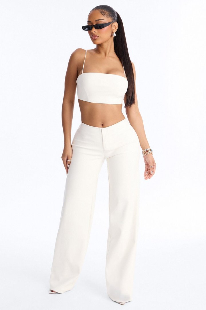 Baddie Behavior Faux Leather Pant Set - White