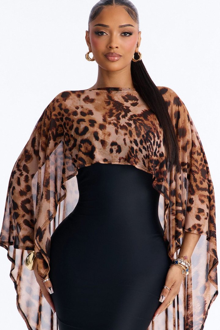Sweet Confidence Cape Maxi Dress - Black/combo