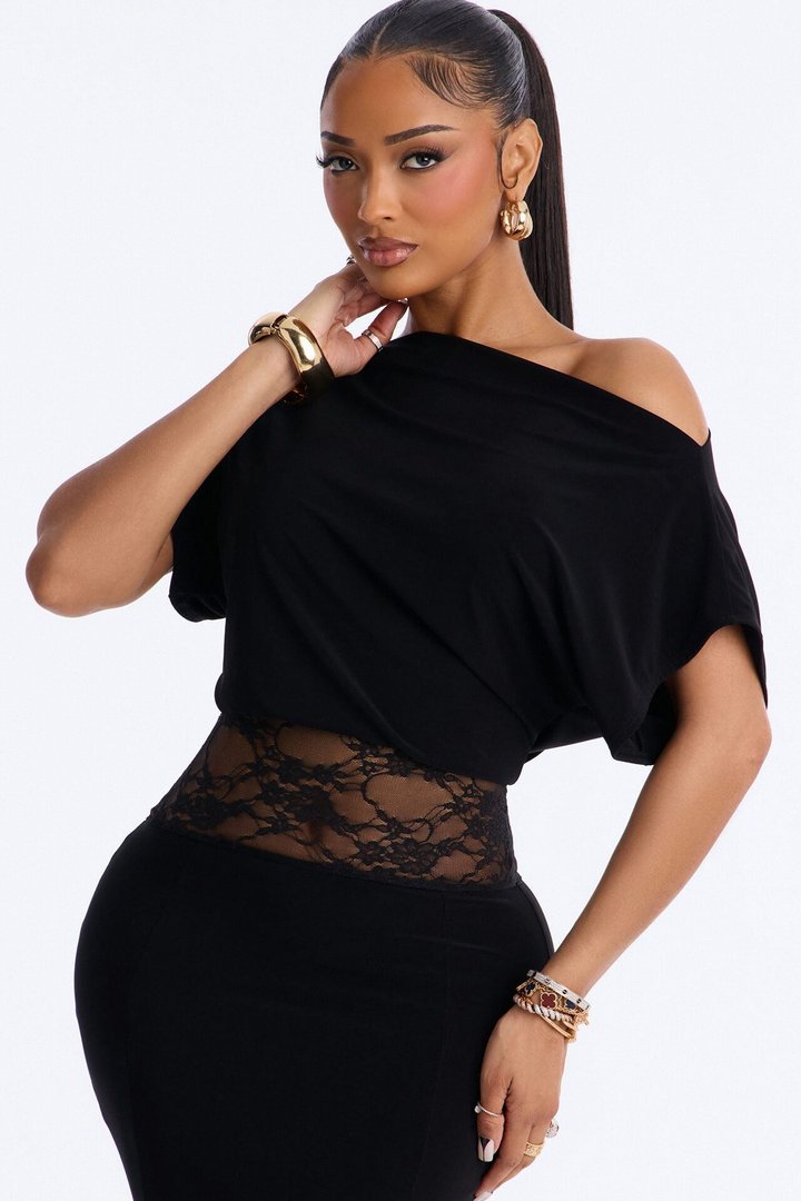 Raquel Lace Cut Out Maxi Dress - Black