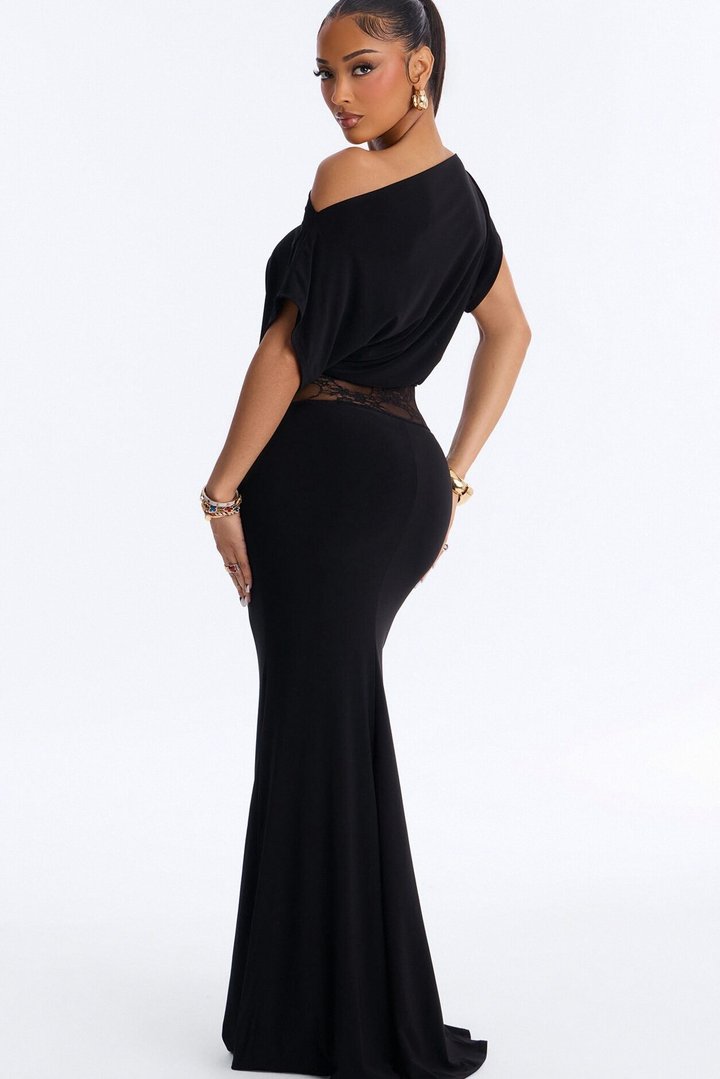 Raquel Lace Cut Out Maxi Dress - Black