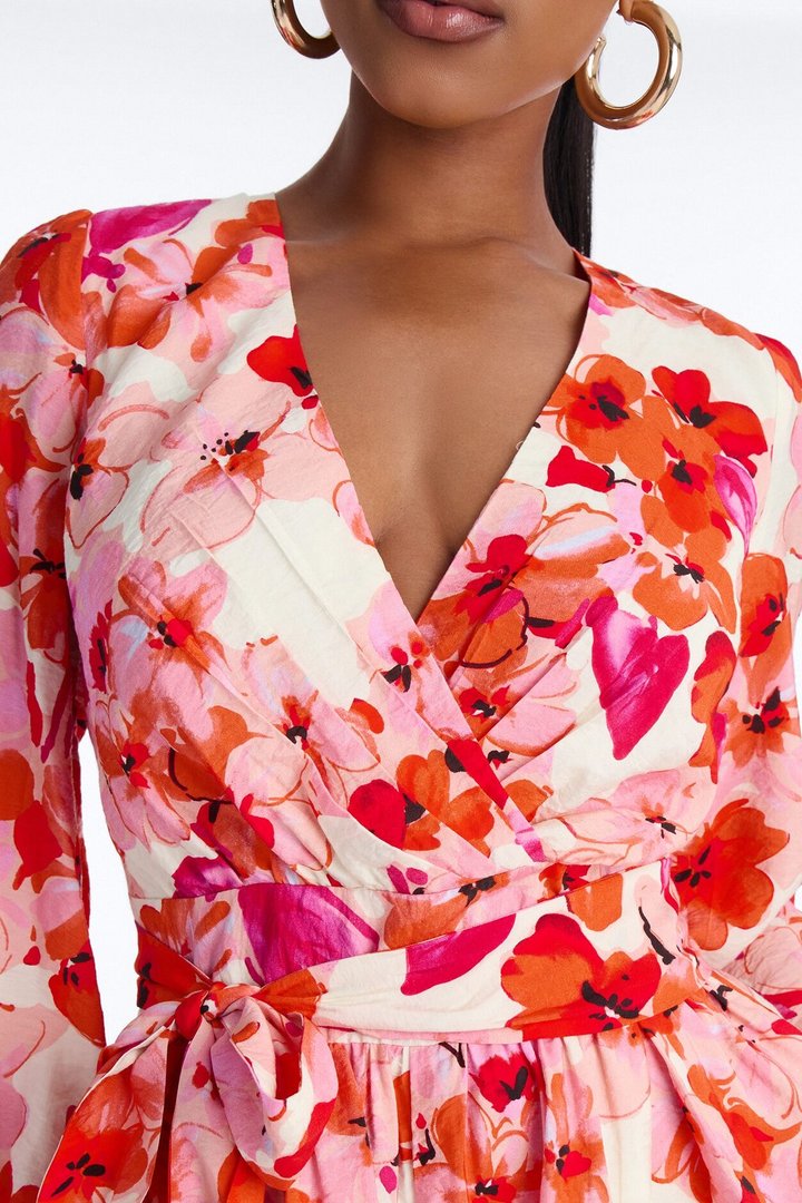 Fia Floral Ruffle Romper - Pink