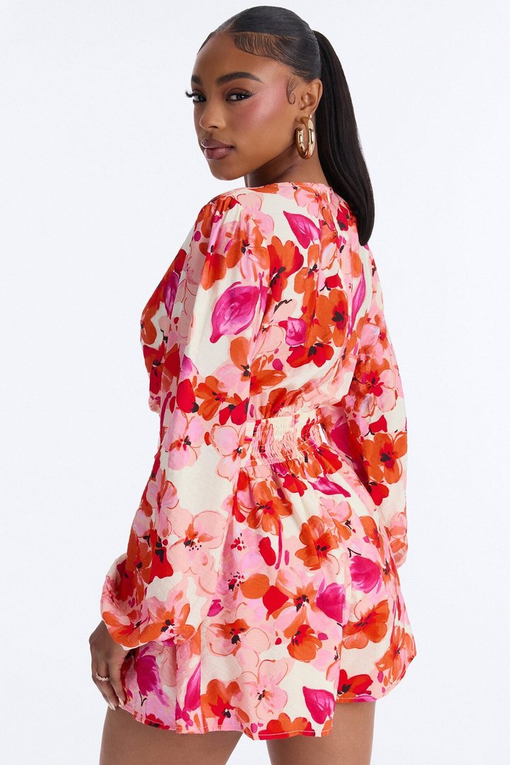 Fia Floral Ruffle Romper - Pink